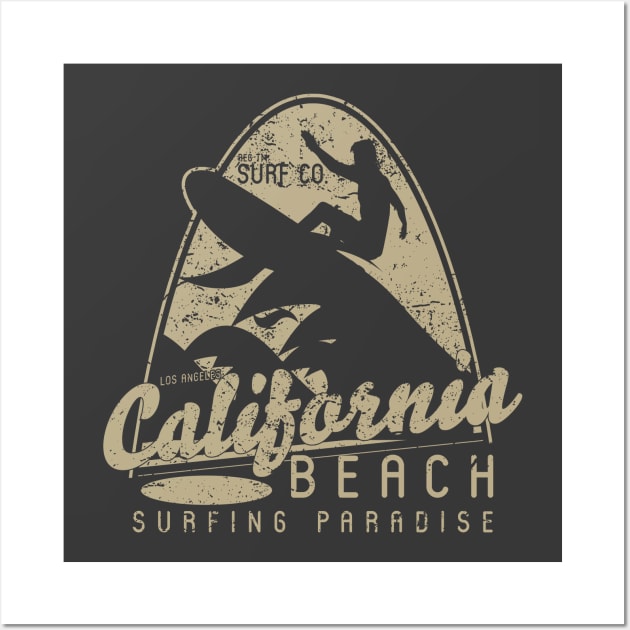 Surfers paradise vintage retro california sun waves beach tan color Wall Art by SpaceWiz95